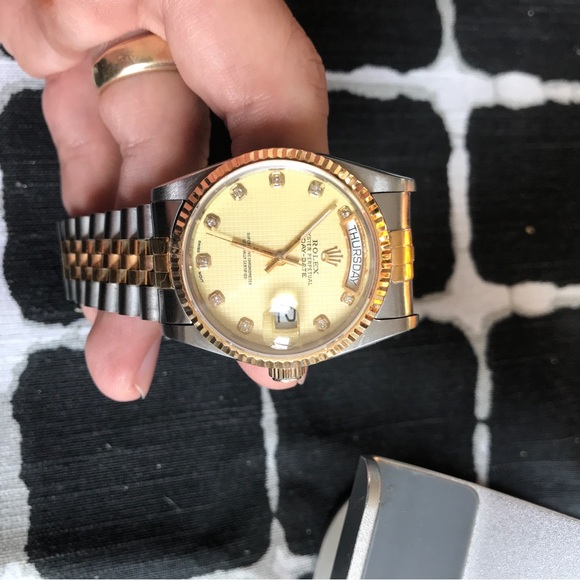 Croton watch 18k gold Rolex lock & dial 100%real gold & Diamonds - Picture 1 of 11